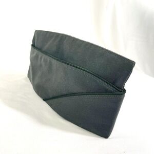 VTG Army WWII Glider Hat Airborne Paratrooper Leather Sweatband Green Piping WW2